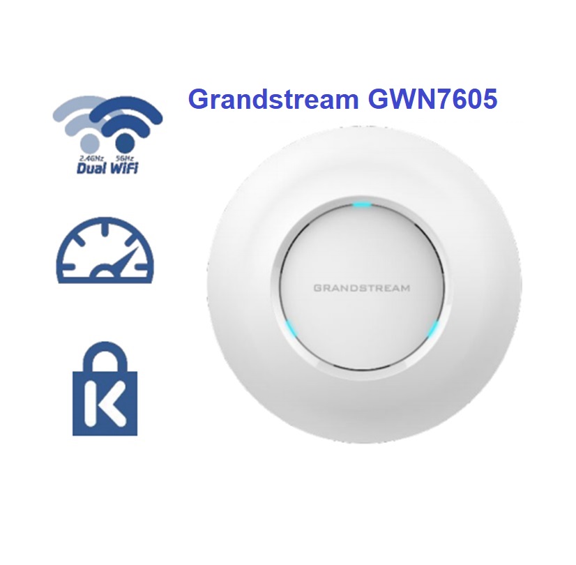 Thiết bị Wifi Indoor Access Point Grandstream GWN7615 200 client đồng thời, tốc độ 1.75Gbps, Wifi Marketing